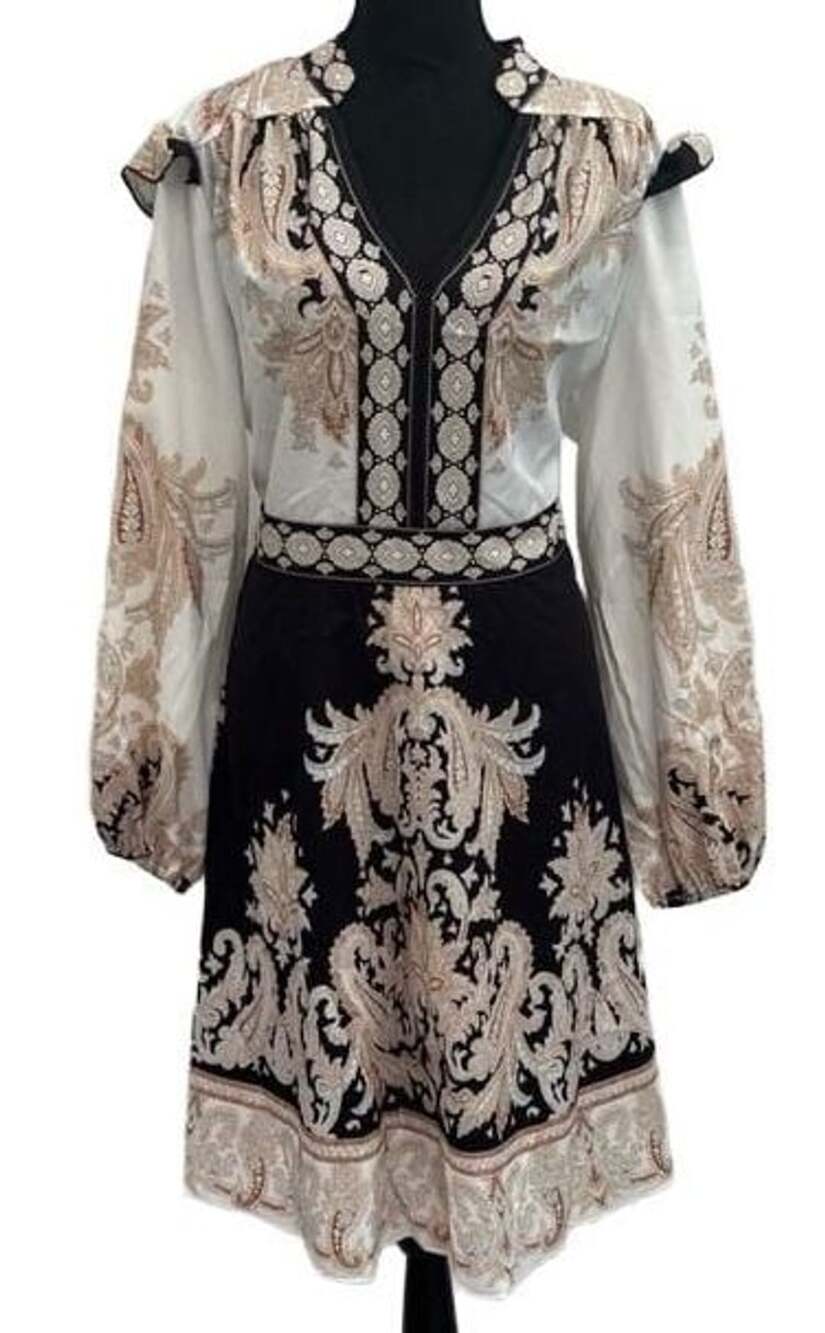 SHEIN Paisley Printed Long Sleeve Mini Dress